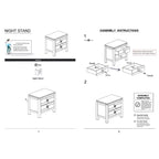 Comodino Noce Marrone a 2 Cassetti, Venatura del Legno, Maniglie Quadrate, 1 Persona