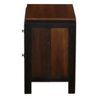 Comodino Noce Marrone a 2 Cassetti, Venatura del Legno, Maniglie Quadrate, 1 Persona