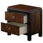 Comodino Noce Marrone a 2 Cassetti, Venatura del Legno, Maniglie Quadrate, 1 Persona