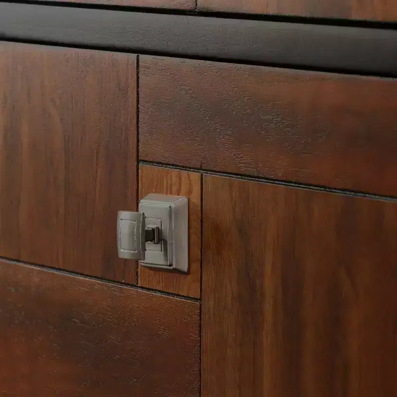 Comodino Noce Marrone a 2 Cassetti, Venatura del Legno, Maniglie Quadrate, 1 Persona