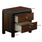 Comodino Noce Marrone a 2 Cassetti, Venatura del Legno, Maniglie Quadrate, 1 Persona