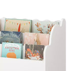 Libreria bianca per bambini con 3 contenitori in tessuto e cassetto – Organizzatore giocattoli per bambini, 1 bambino