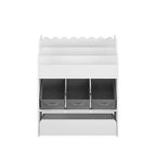 Libreria bianca per bambini con 3 contenitori in tessuto e cassetto – Organizzatore giocattoli per bambini, 1 bambino