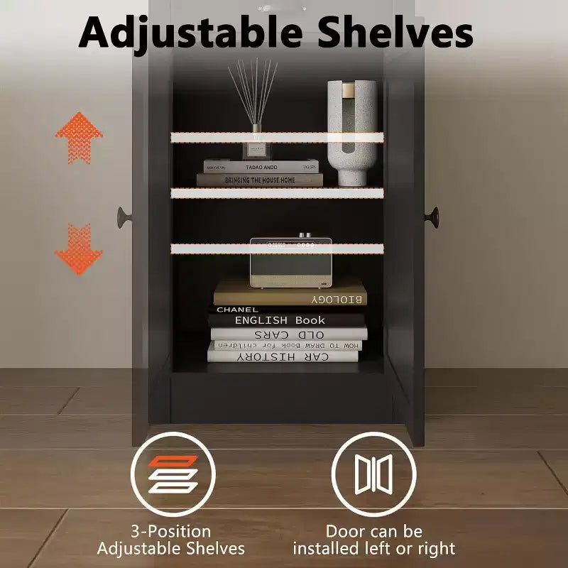 Libreria stretta a 5 ripiani con anta e cassetto