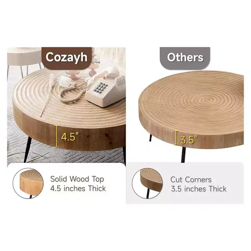 Set di 2 tavolini da caffè rotondi beige, gambe in metallo