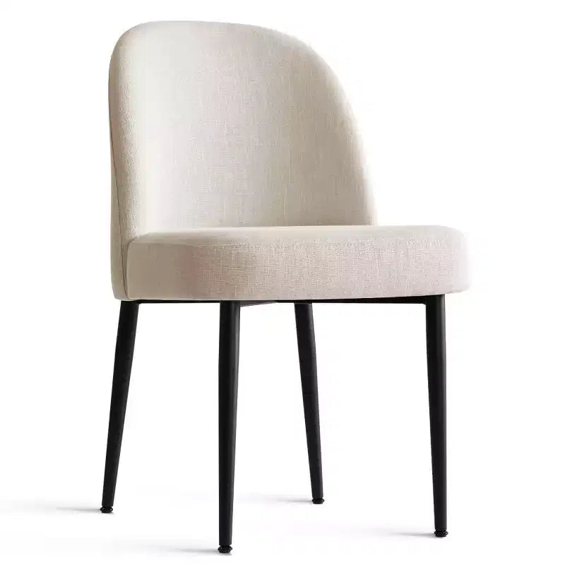 Sedia da pranzo imbottita in lino, senza braccioli, set da 2, gambe in metallo – Beige / Nero / Grigio / Verde