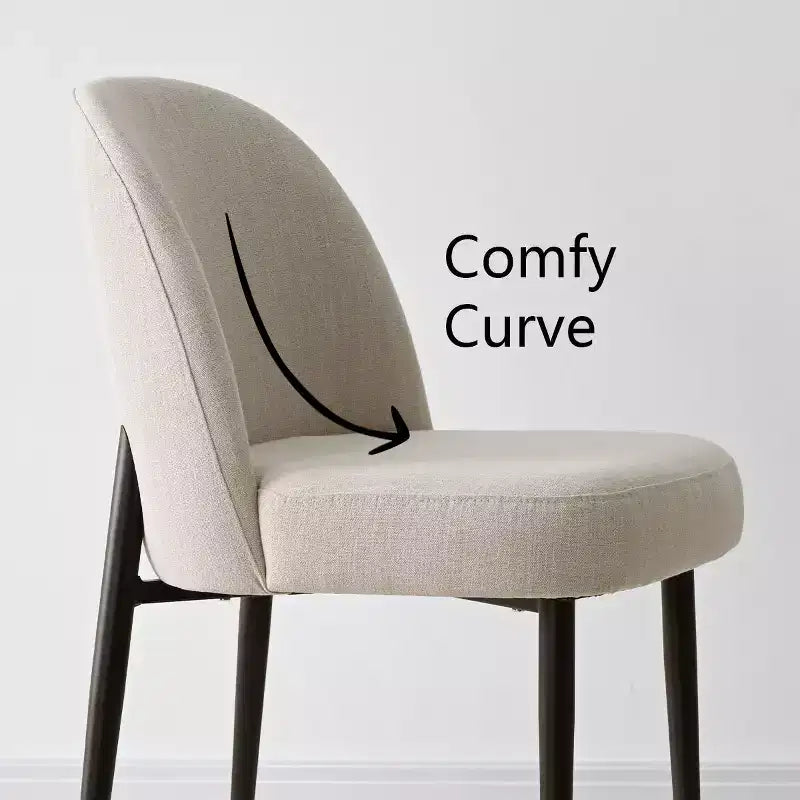Sedia da pranzo imbottita in lino, senza braccioli, set da 2, gambe in metallo – Beige / Nero / Grigio / Verde