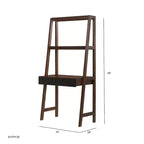 Scrivania a Scala in Legno Naturale con Ripiani, Marrone, 1 Posto, 173 cm
