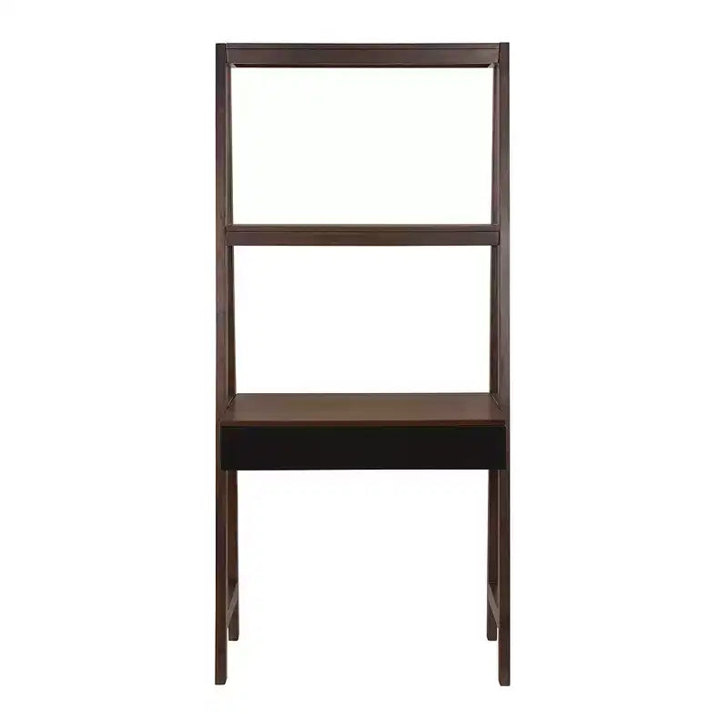 Scrivania a Scala in Legno Naturale con Ripiani, Marrone, 1 Posto, 173 cm