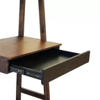 Scrivania a Scala in Legno Naturale con Ripiani, Marrone, 1 Posto, 173 cm