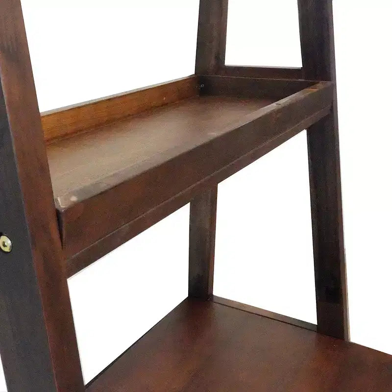 Scrivania a Scala in Legno Naturale con Ripiani, Marrone, 1 Posto, 173 cm