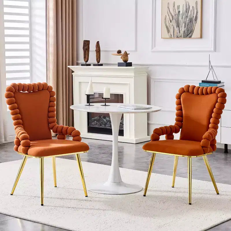 Set di 2 sedie da pranzo moderne in velluto con gambe in metallo, poltroncine imbottite per cucina, sala da pranzo o zone giorno-Panipeachy