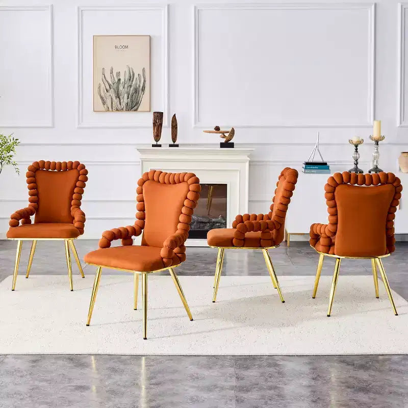 Set di 2 sedie da pranzo moderne in velluto con gambe in metallo, poltroncine imbottite per cucina, sala da pranzo o zone giorno-Panipeachy