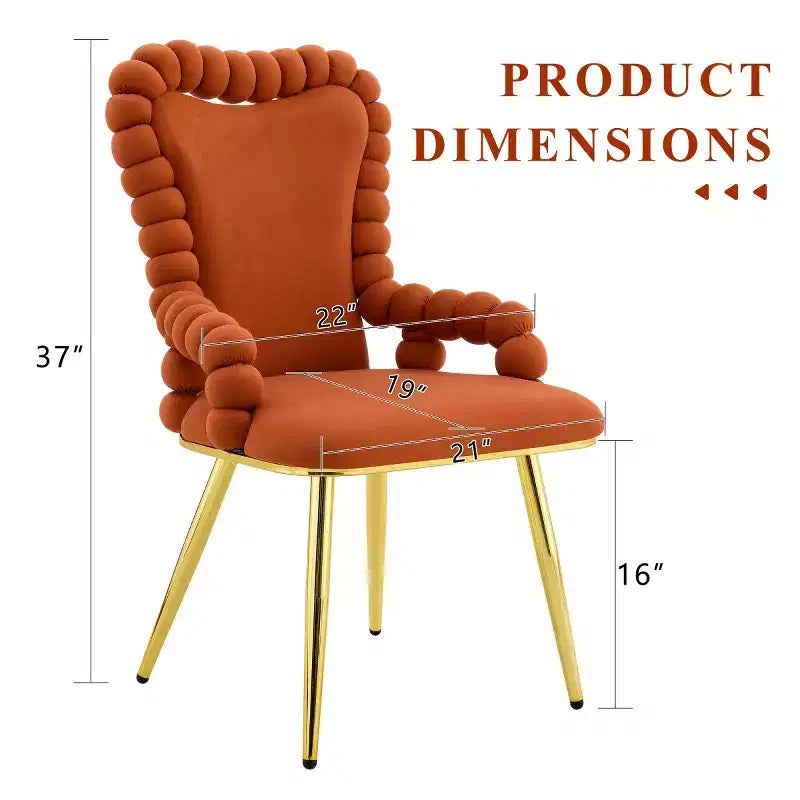 Set di 2 sedie da pranzo moderne in velluto con gambe in metallo, poltroncine imbottite per cucina, sala da pranzo o zone giorno-Panipeachy