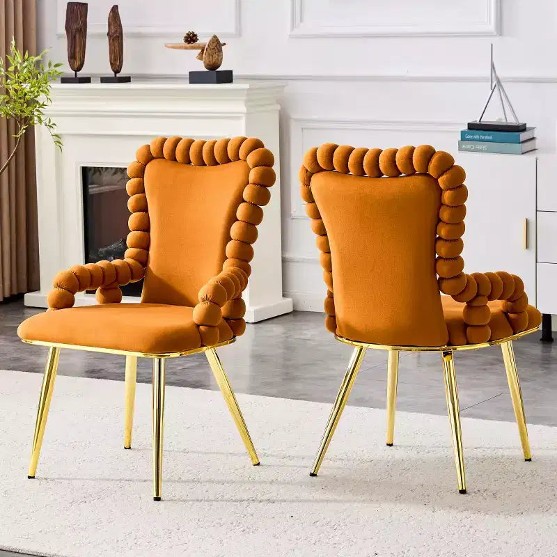 Set di 2 sedie da pranzo moderne in velluto con gambe in metallo, poltroncine imbottite per cucina, sala da pranzo o zone giorno-Panipeachy