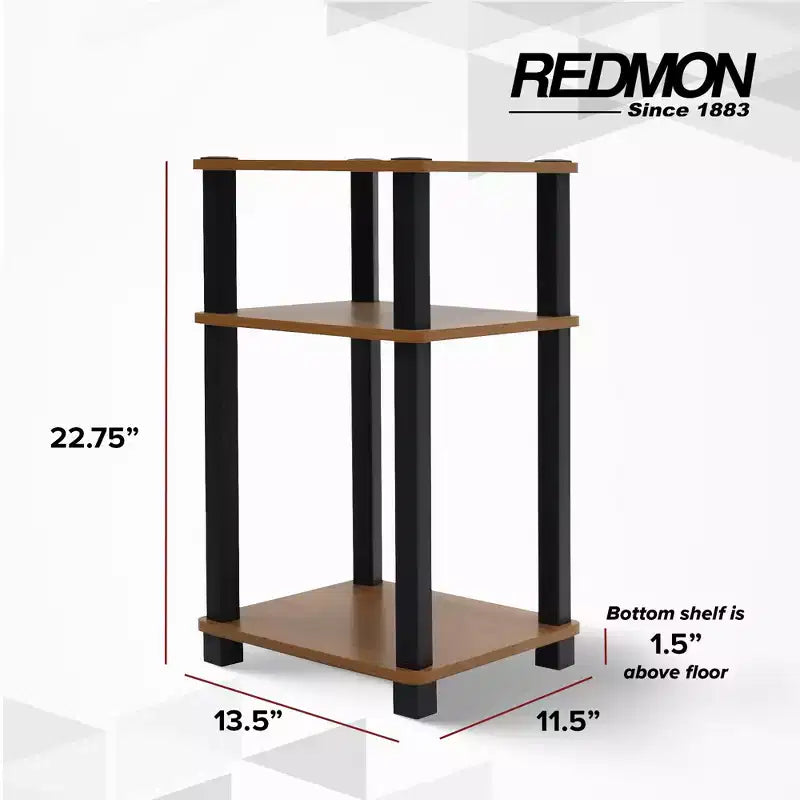 Scaffale a 3 Ripiani e Tavolino, Nero/Rovere, Montaggio per 1 Persona