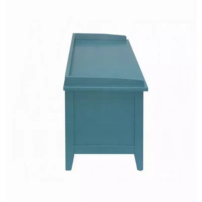Panca contenitore in legno blu con 3 cesti in rattan, seduta singola