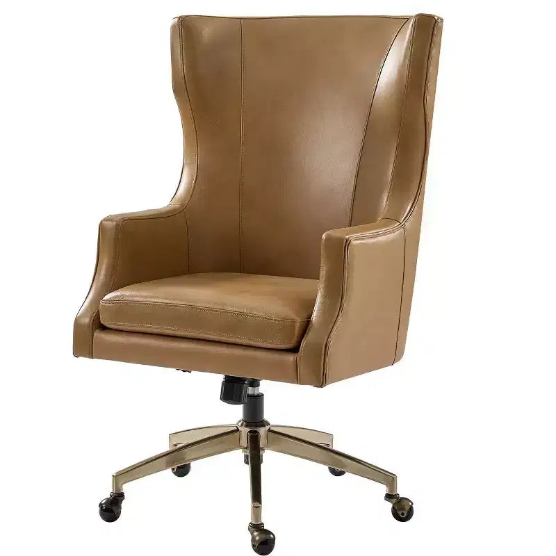 Sedia da ufficio con schienale alto in vera pelle – Nera / Marrone / Cammello / Blu scuro | Girevole | 1 posto