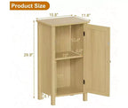 Comodino in rattan nero/naturale con cassetto – Tavolino da comodino con ripiano in legno