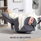 Poltrona reclinabile manuale crema/grigia, dondolo girevole, monoposto, reclinazione a 140°