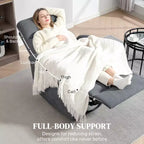Poltrona reclinabile manuale crema/grigia, dondolo girevole, monoposto, reclinazione a 140°