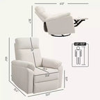 Poltrona reclinabile manuale crema/grigia, dondolo girevole, monoposto, reclinazione a 140°