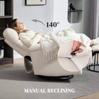 Poltrona reclinabile manuale crema/grigia, dondolo girevole, monoposto, reclinazione a 140°