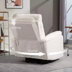 Poltrona reclinabile manuale crema/grigia, dondolo girevole, monoposto, reclinazione a 140°