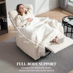 Poltrona reclinabile manuale crema/grigia, dondolo girevole, monoposto, reclinazione a 140°