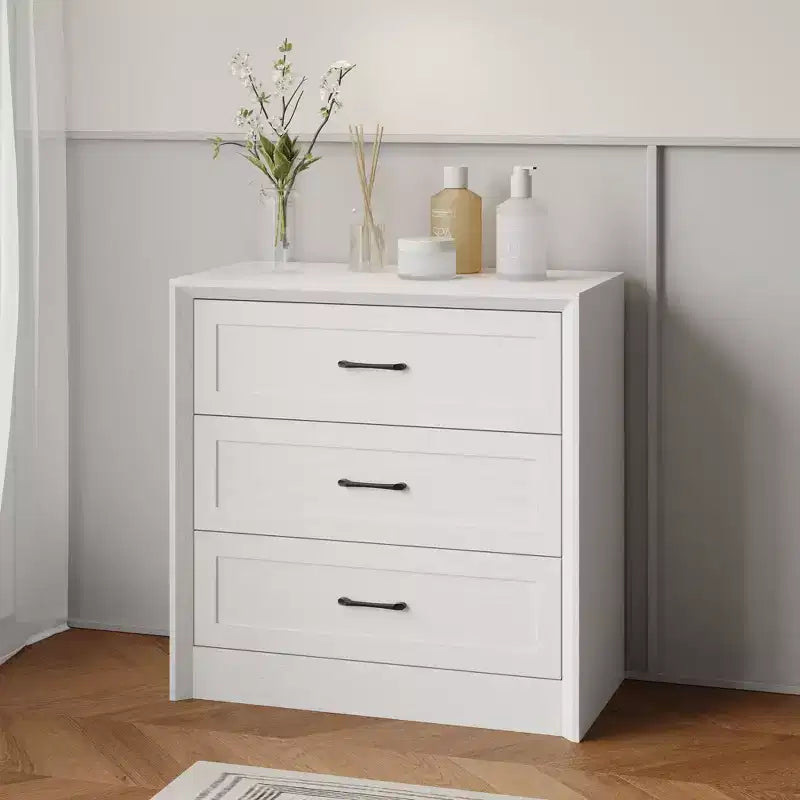 Comodino a 3 cassetti Marrone/Bianco, Singolo