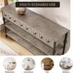 Consolle da 53", Marrone/Grigio, Stile Industriale, 3 Cassetti e 3 Ripiani