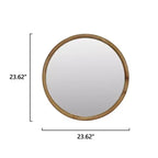 Specchio da parete rotondo con cornice in legno naturale, 23,62", 1 persona