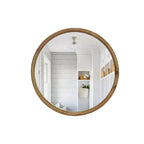 Specchio da parete rotondo con cornice in legno naturale, 23,62", 1 persona