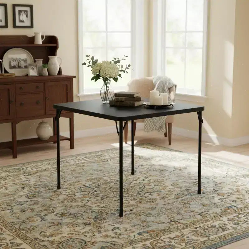 FurnitureR 34-Inch Folding Table, Heavy-Duty PP Tabletop with Metal Frame, Portable Foldable Utility Table for Picnic, Party, Events, Small Spaces
