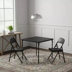 Tavolo pieghevole quadrato nero, 4 posti, piano in PP e telaio in metallo, 86x86 cm