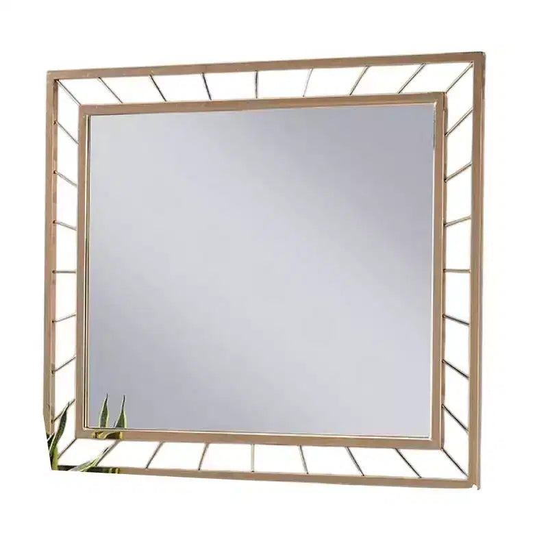 Specchio da parete con cornice in metallo dorato, rettangolare, 39"L x 35"A, 1 pezzo