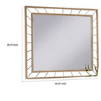 Specchio da parete con cornice in metallo dorato, rettangolare, 39"L x 35"A, 1 pezzo