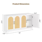 Credenza buffet 150 cm, nero/marrone/bianco, anta in rattan, 4 ante, montaggio da 1 persona