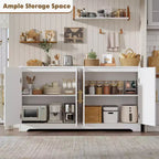 Credenza buffet 150 cm, nero/marrone/bianco, anta in rattan, 4 ante, montaggio da 1 persona
