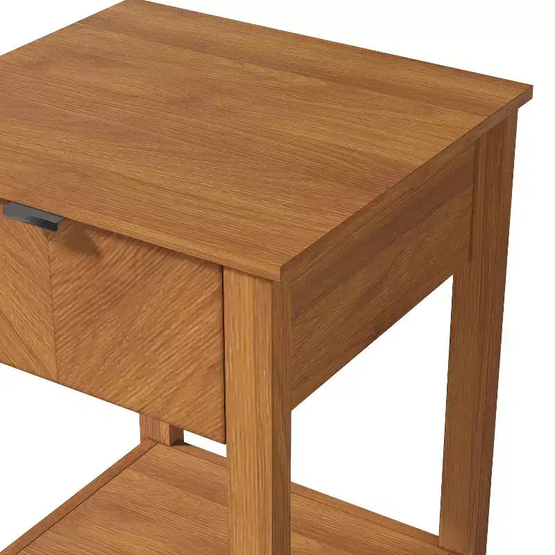 Comodino a 1 cassetto con ripiano aperto, Noce Ambra / Rovere Oslo, Montaggio da 1 persona