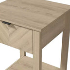 Comodino a 1 cassetto con ripiano aperto, Noce Ambra / Rovere Oslo, Montaggio da 1 persona