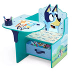 Scrivania e Sedia Blu da Cartone Animato per Bambini con Contenitore, 1 Posto