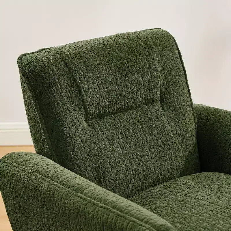 Poltrona in flanella jacquard color caramello/verde/bianco/giallo con gambe in legno, 1 posto