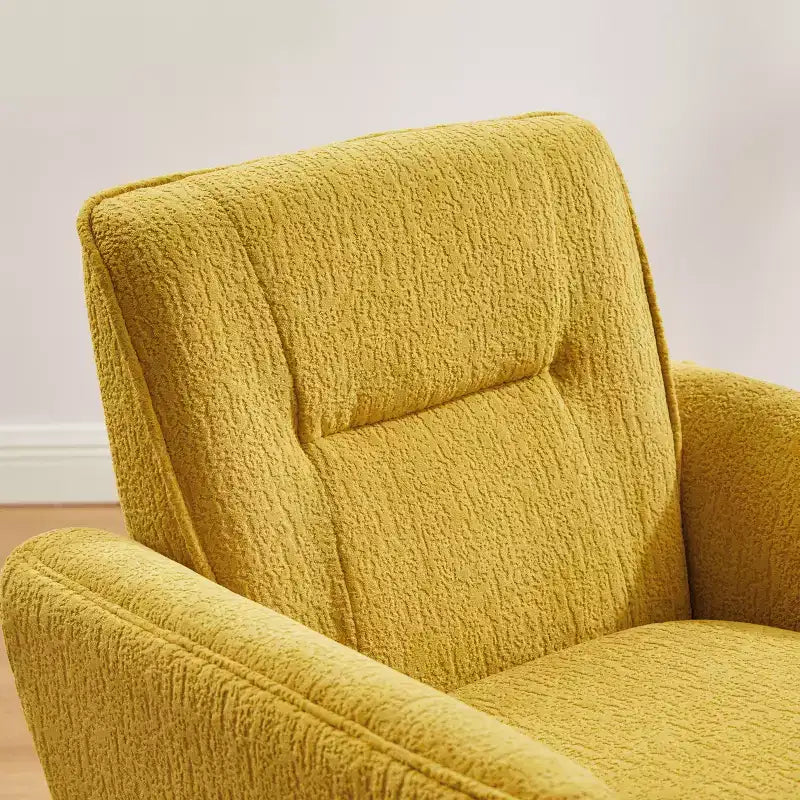 Poltrona in flanella jacquard color caramello/verde/bianco/giallo con gambe in legno, 1 posto