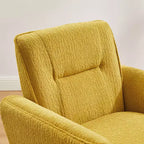 Poltrona in flanella jacquard color caramello/verde/bianco/giallo con gambe in legno, 1 posto