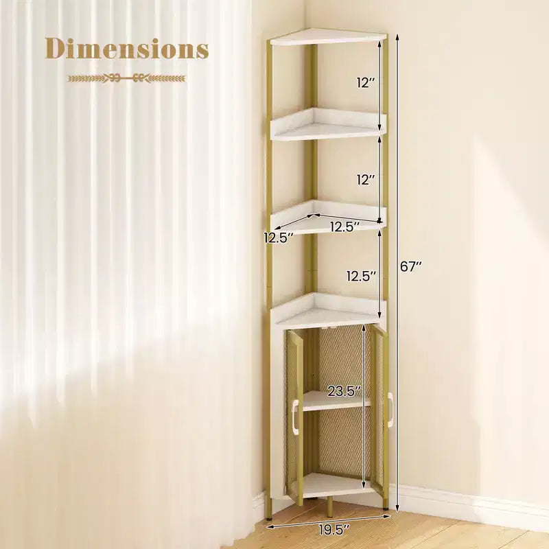 Libreria ad Angolo a 6 Ripiani Marrone/Bianca con Armadietto, Alta 170 cm, Montaggio da 1 Persona