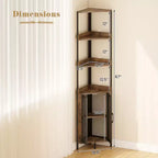 Libreria ad Angolo a 6 Ripiani Marrone/Bianca con Armadietto, Alta 170 cm, Montaggio da 1 Persona