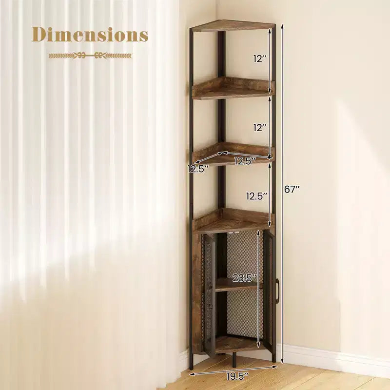 Libreria ad Angolo a 6 Ripiani Marrone/Bianca con Armadietto, Alta 170 cm, Montaggio da 1 Persona