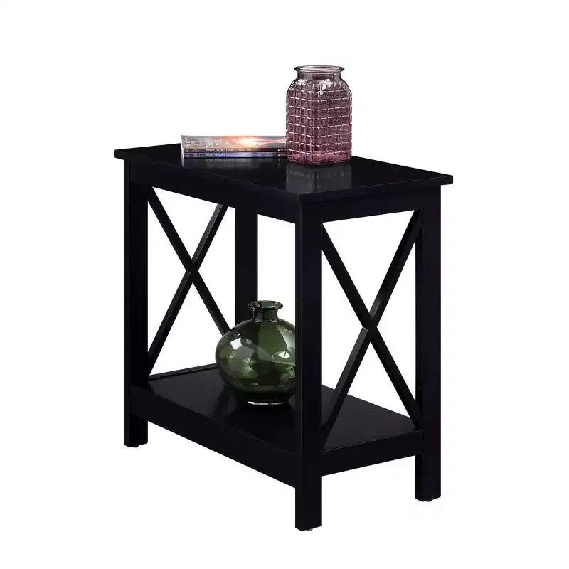 Tavolino in legno nero/grigio/bianco con ripiano, 1 pezzo
