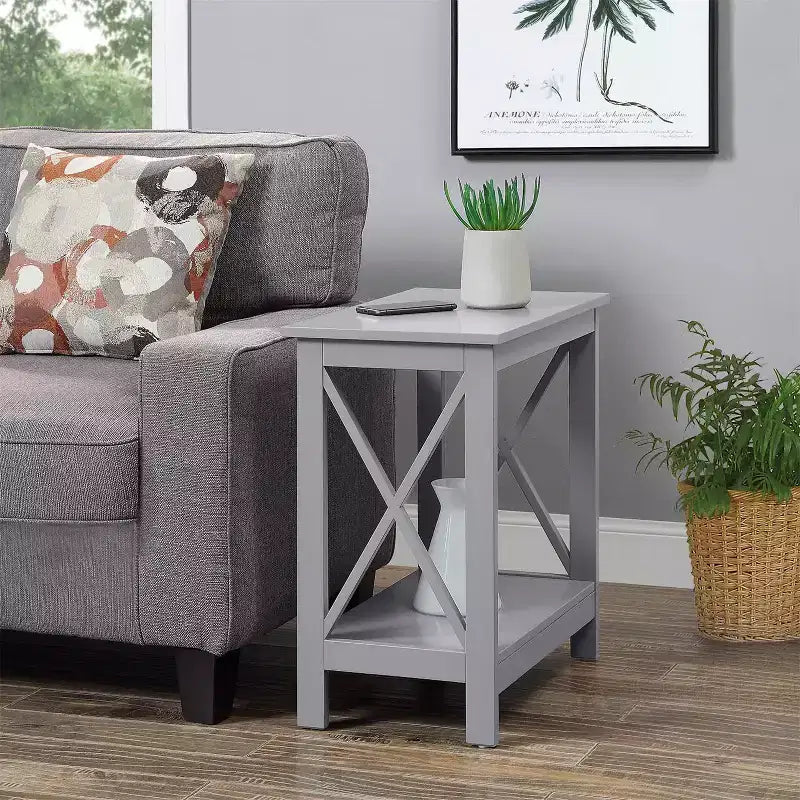 Tavolino in legno nero/grigio/bianco con ripiano, 1 pezzo